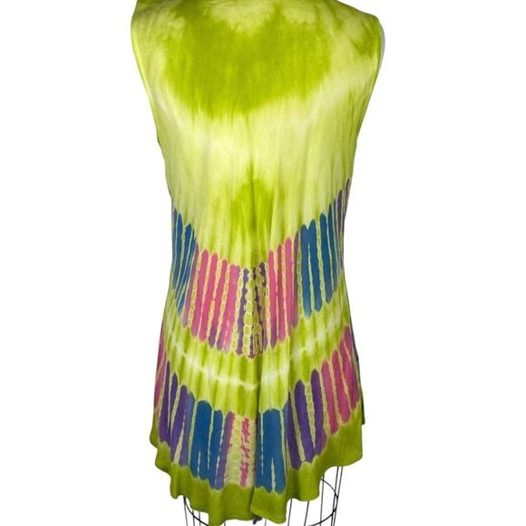 Sleevesless Summer Dress L ,cover up, Sundress Green Semi Sheer Casual - Picture 4 of 8